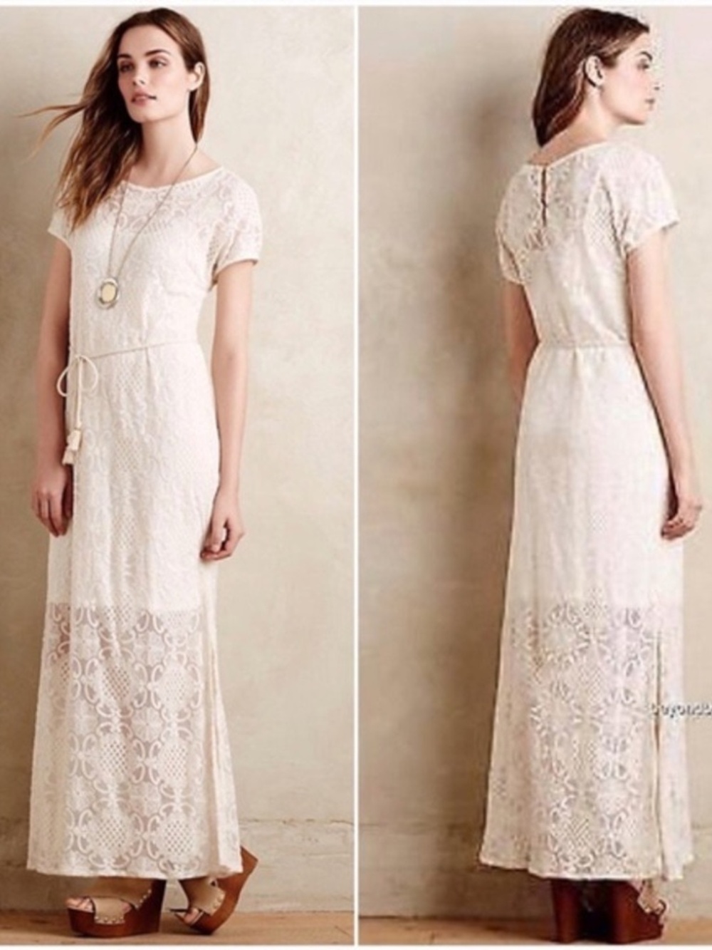 Anthropologie Lilka Bellflower Lace Maxi Dress